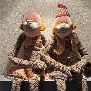 Leopard Print Monkey Dolls with Hats
